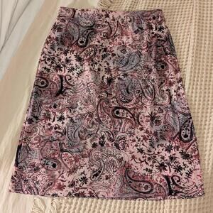 Y2K Pink Velvet Paisley Midi Skirt – A. Byer 2000s Coquette Indie Sleaze